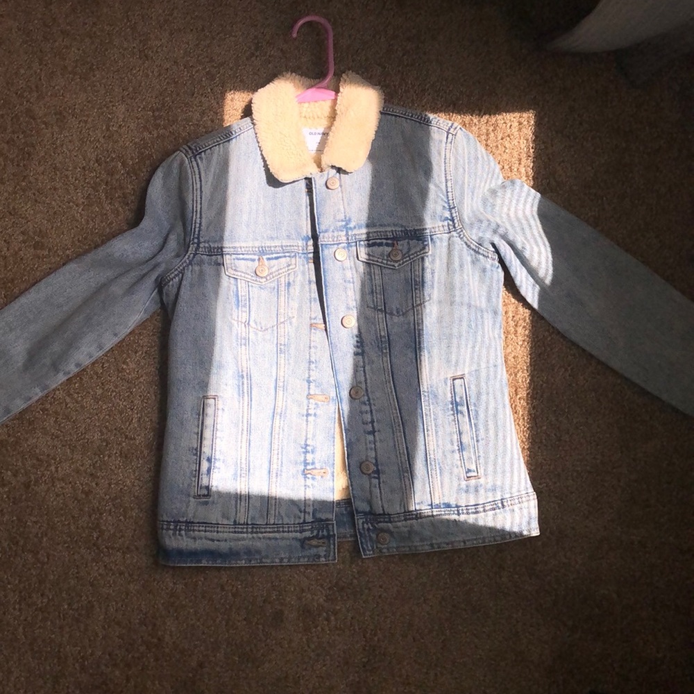 old navy fuzzy jean jacket.